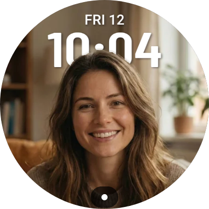 Woman smiling watch face
