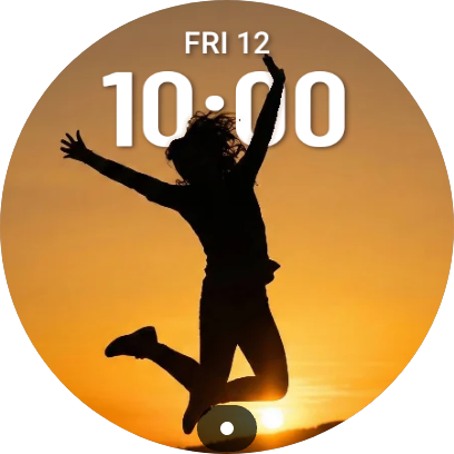 Sunset jumping silhouette watch face