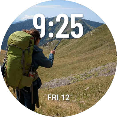 Hiker with backpack watch face